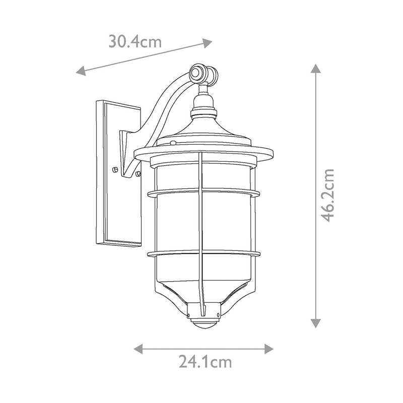 Royal Marine 1 Licht Medium Wand Laterne - Schwarz