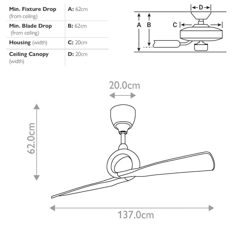 Link - 54Zoll / 137cm Lüfter - Nickel poliert