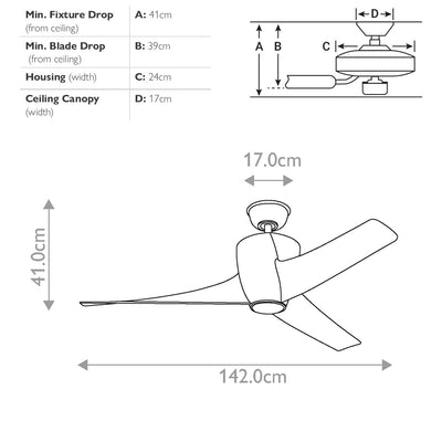 Phree - 56Zoll / 142cm Lüfter - Weiß