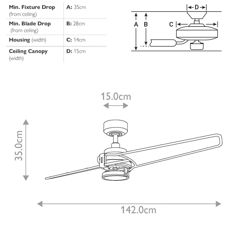 Xety - 56Zoll / 142cm Lüfter - Nickel gebürstet
