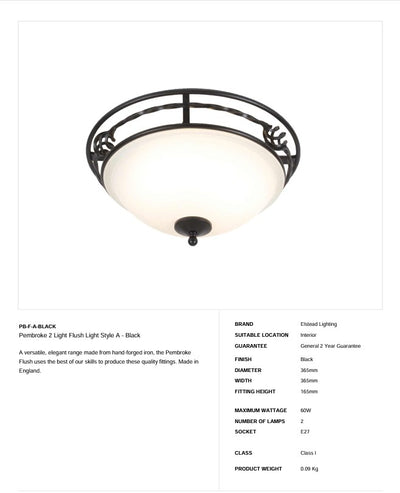 Pembroke 2 Light Flush Light Style A - Schwarz