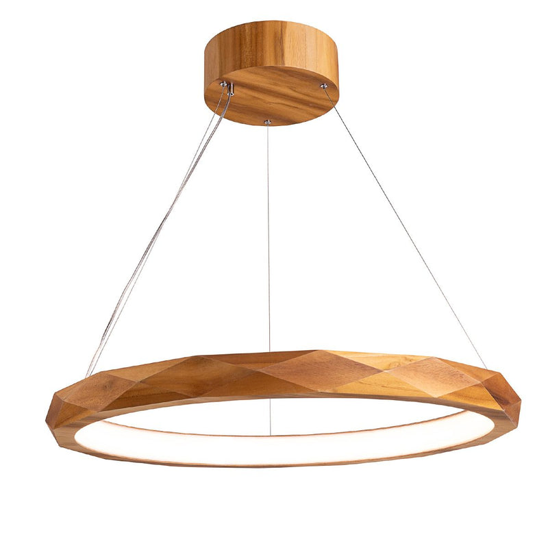 Eckige LED-Pendelleuchte - Teakholzfurnier (Neuheit)