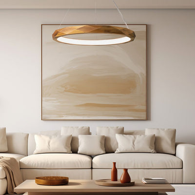 Eckige LED-Pendelleuchte - Teakholzfurnier (Neuheit)