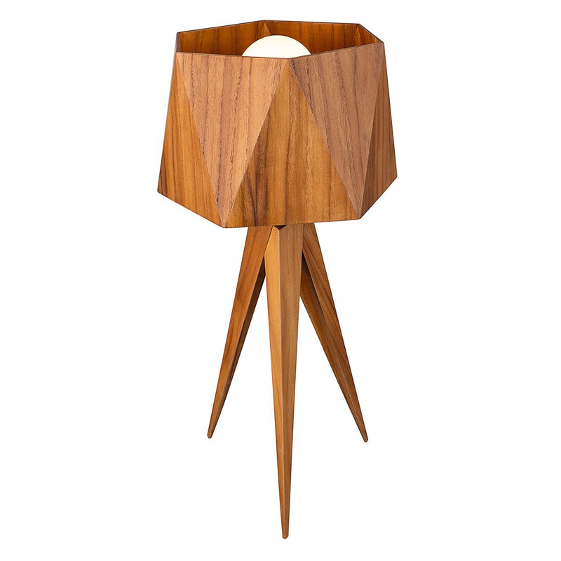 Eckige Tischleuchte - Teak Furnier (Neuheit)