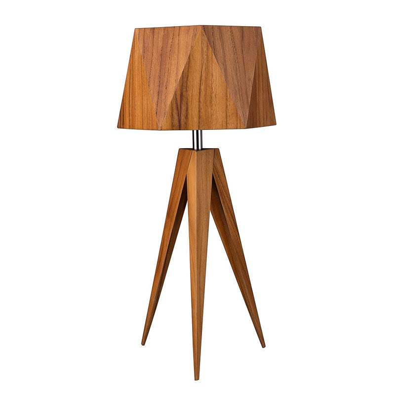 Eckige Tischleuchte - Teak Furnier (Neuheit)