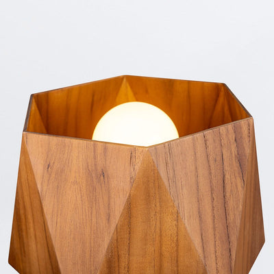 Eckige Tischleuchte - Teak Furnier (Neuheit)