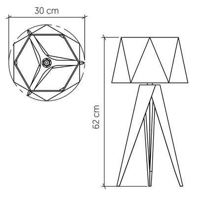 Eckige Tischleuchte - Teak Furnier (Neuheit)