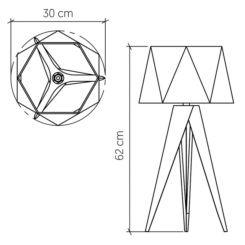 Eckige Tischleuchte - Teak Furnier (Neuheit)