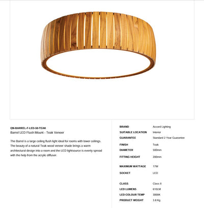 Barrel LED Unterputz - Teak Furnier