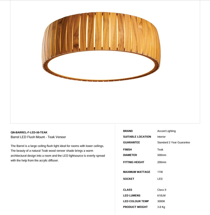 Barrel LED Unterputz - Teak Furnier