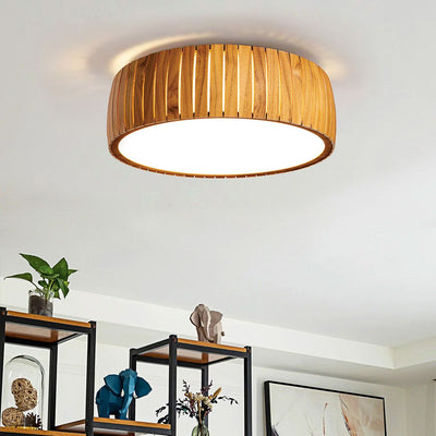 Barrel LED Unterputz - Teak Furnier