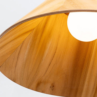 Konische Pendelleuchte - Teak Furnier (Neuheit)