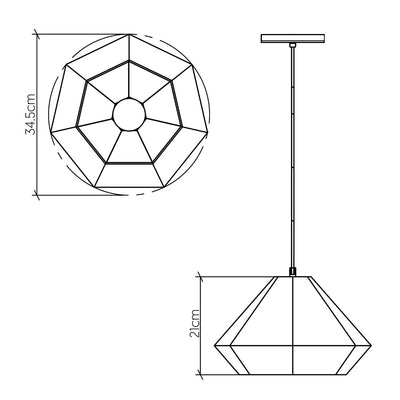 Diamant Pendelleuchte - Teak Furnier (Neuheit)