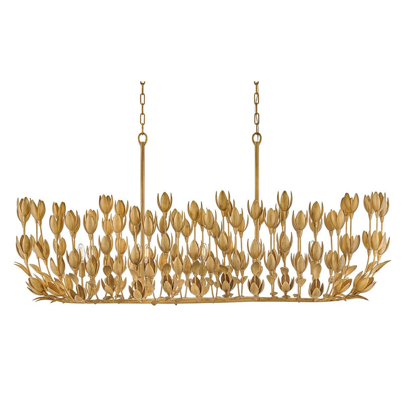 Flora 10 lt Linearer Kronleuchter - Gold brüniert oder Strukturierter Gips (Neuheit)