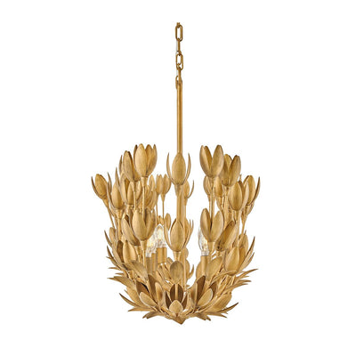 Flora 10 lt Linearer Kronleuchter - Gold brüniert oder Strukturierter Gips (Neuheit)