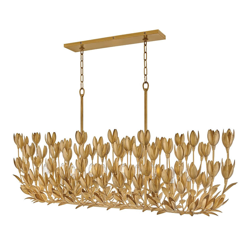 Flora 10 lt Linearer Kronleuchter - Gold brüniert oder Strukturierter Gips (Neuheit)
