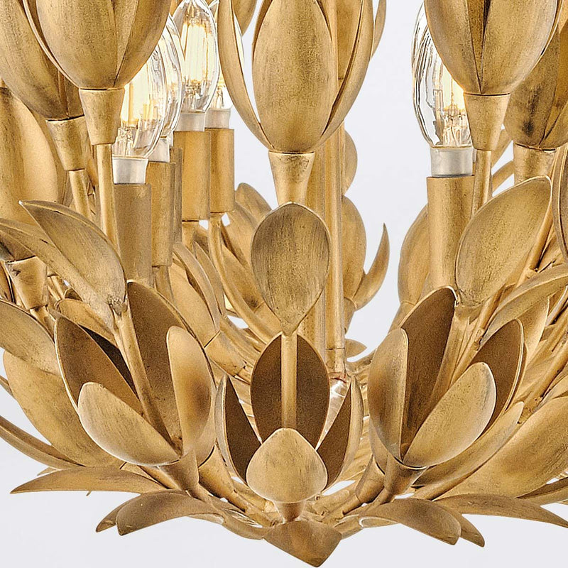 Flora 10 lt Linearer Kronleuchter - Gold brüniert oder Strukturierter Gips (Neuheit)