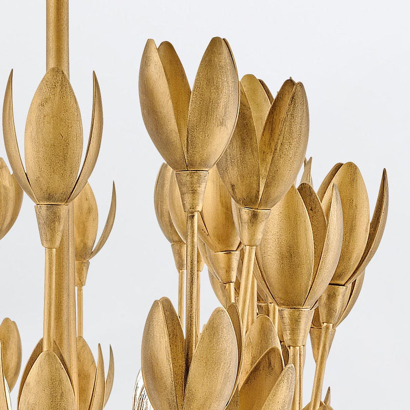 Flora 10 lt Linearer Kronleuchter - Gold brüniert oder Strukturierter Gips (Neuheit)