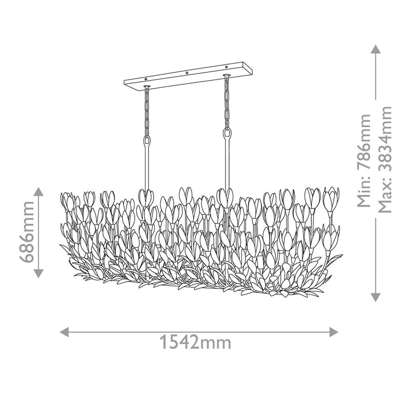 Flora 10 lt Linearer Kronleuchter - Gold brüniert oder Strukturierter Gips (Neuheit)