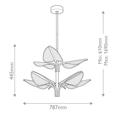 Floriana 8 Blatt LED Kronleuchter Groß - Messing Natur (Neuheit)