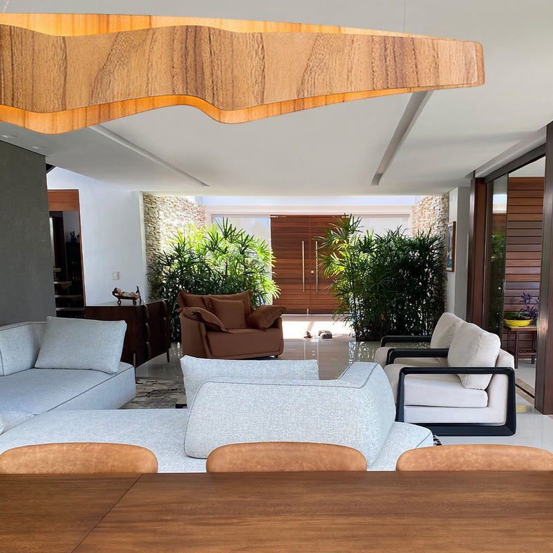 Horizon LED Linear 100cm oder 140cm Pendelleuchte - Teak Furnier (Neuheit)
