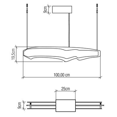 Horizon LED Linear 100cm oder 140cm Pendelleuchte - Teak Furnier (Neuheit)