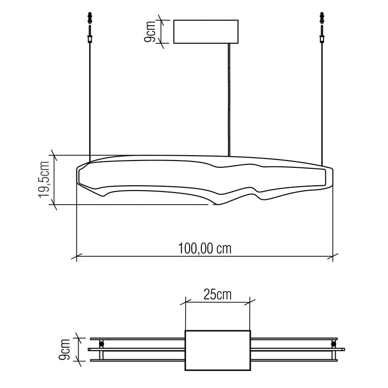 Horizon LED Linear 100cm oder 140cm Pendelleuchte - Teak Furnier (Neuheit)