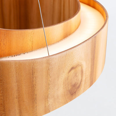 Horizon LED Großer Ring Anhänger - Teak Furnier (Neuheit)