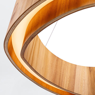 Horizon LED Großer Ring Anhänger - Teak Furnier (Neuheit)