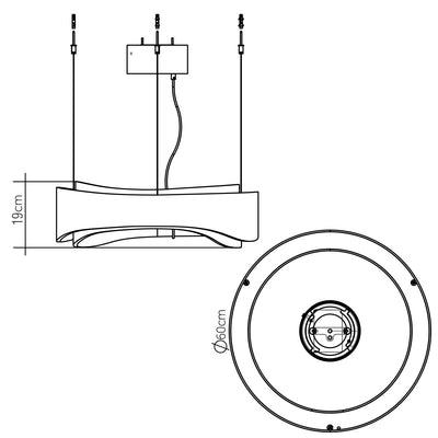 Horizon LED Großer Ring Anhänger - Teak Furnier (Neuheit)