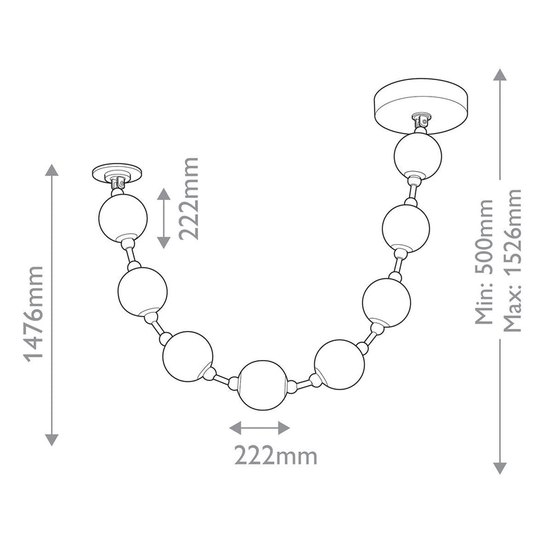 Marni 8 Kopf LED Pendelleuchte - Natürliches Messing (Neuheit)