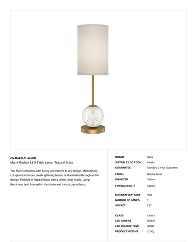 Marni Medium LED Tischleuchte - Messing natur (Neuheit)