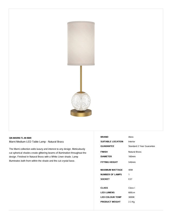 Marni Medium LED Tischleuchte - Messing natur (Neuheit)