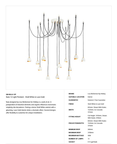 Nula 12 Light Pendelleuchte - Muschel Weiß & Luxe Gold (Neuheit)