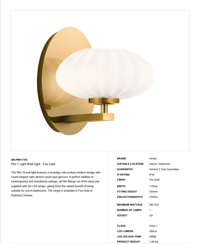 Pim 1 Light Wandleuchte - Fox Gold (Neuheit)