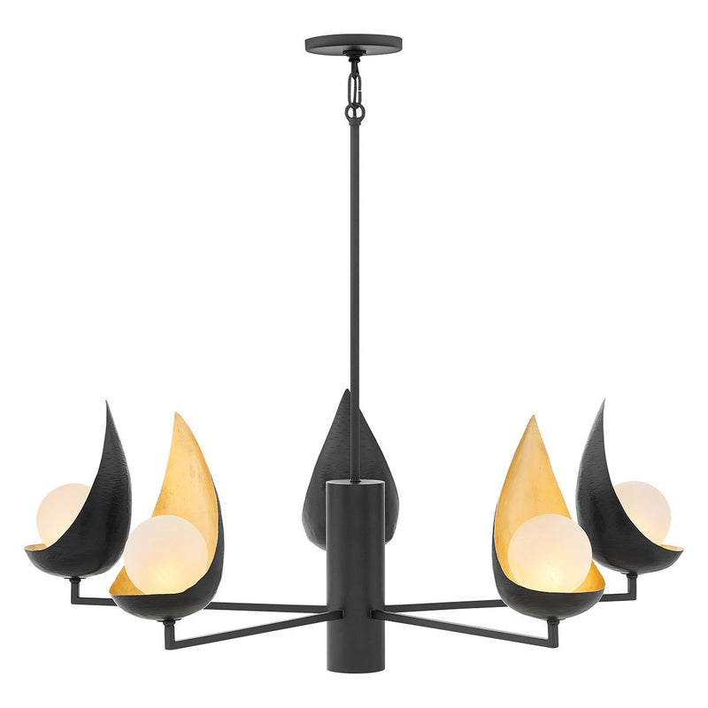 Ren 5 Light Kronleuchter - Mattschwarz & Gold