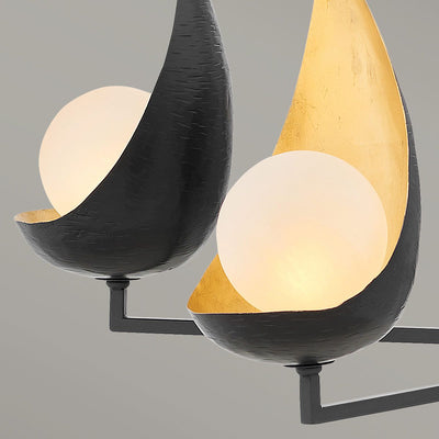 Ren 5 Light Kronleuchter - Mattschwarz & Gold