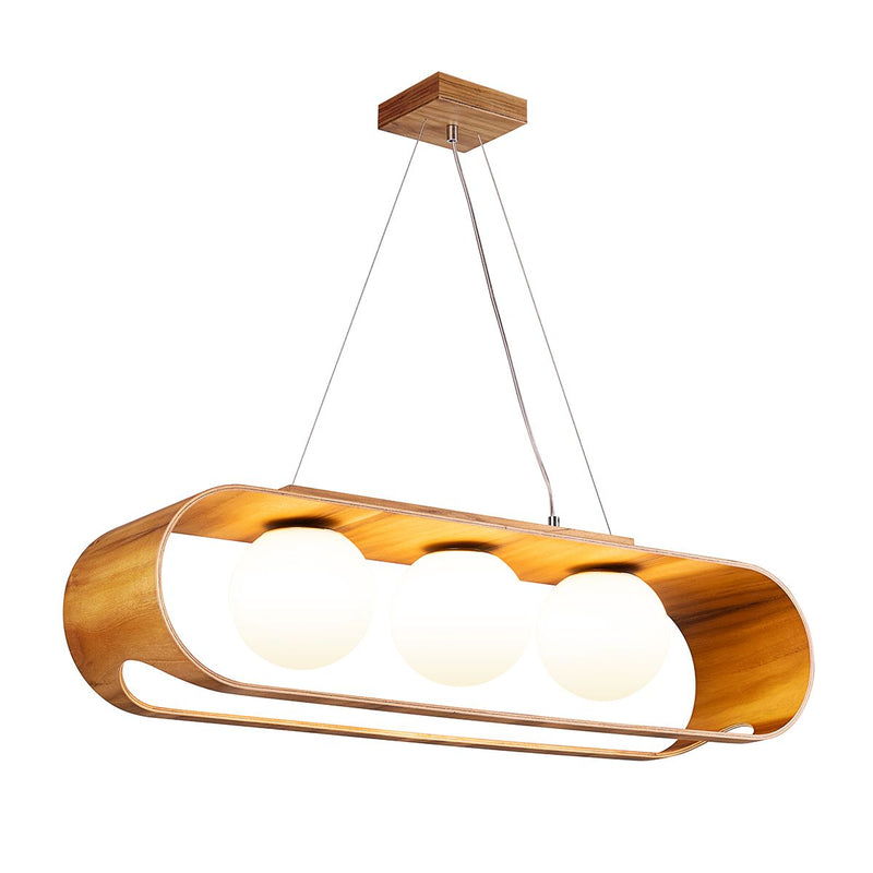 Sfera 3lt Lineare Pendelleuchte - Teak Furnier