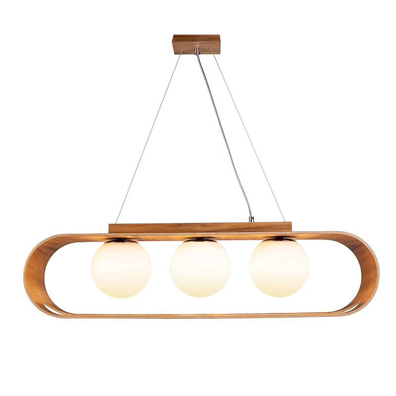 Sfera 3lt Lineare Pendelleuchte - Teak Furnier