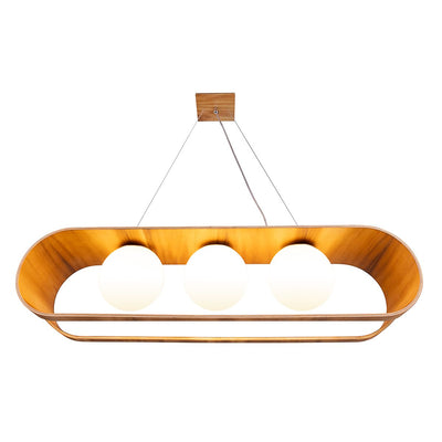 Sfera 3lt Lineare Pendelleuchte - Teak Furnier