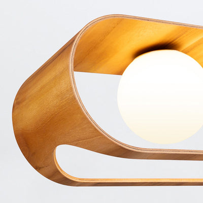 Sfera 3lt Lineare Pendelleuchte - Teak Furnier