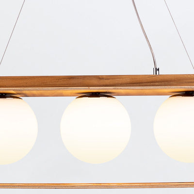 Sfera 3lt Lineare Pendelleuchte - Teak Furnier