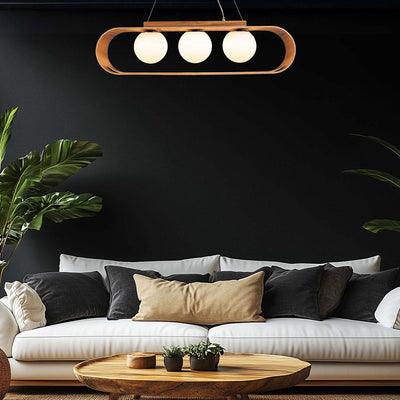 Sfera 3lt Lineare Pendelleuchte - Teak Furnier