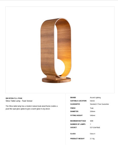 Sfera Tischleuchte - Teak Furnier (Neuheit)