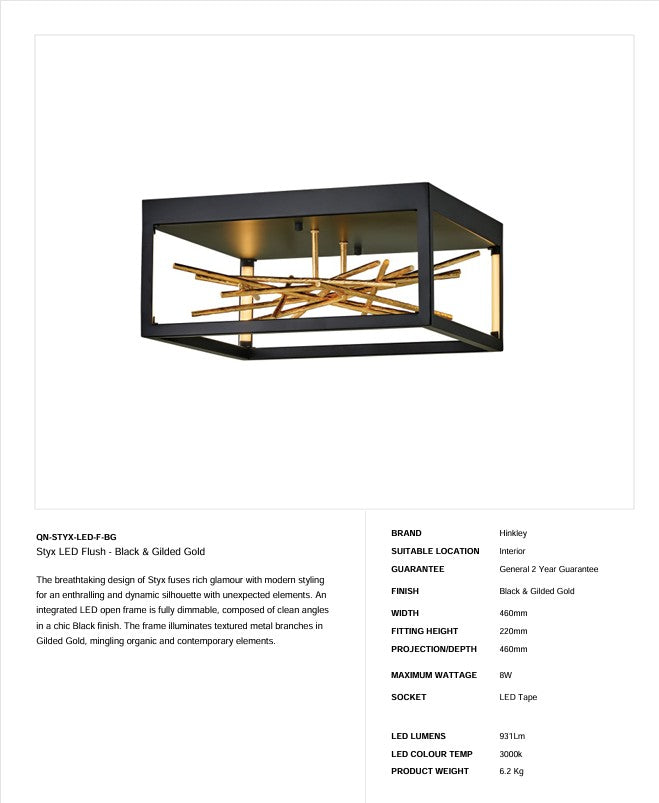 Styx LED Flush - Schwarz & Gold vergoldet (Neuheit)