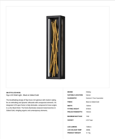 Styx LED Wandleuchte - Schwarz & Vergoldetes Gold (Neuheit) - Clicklights Shop