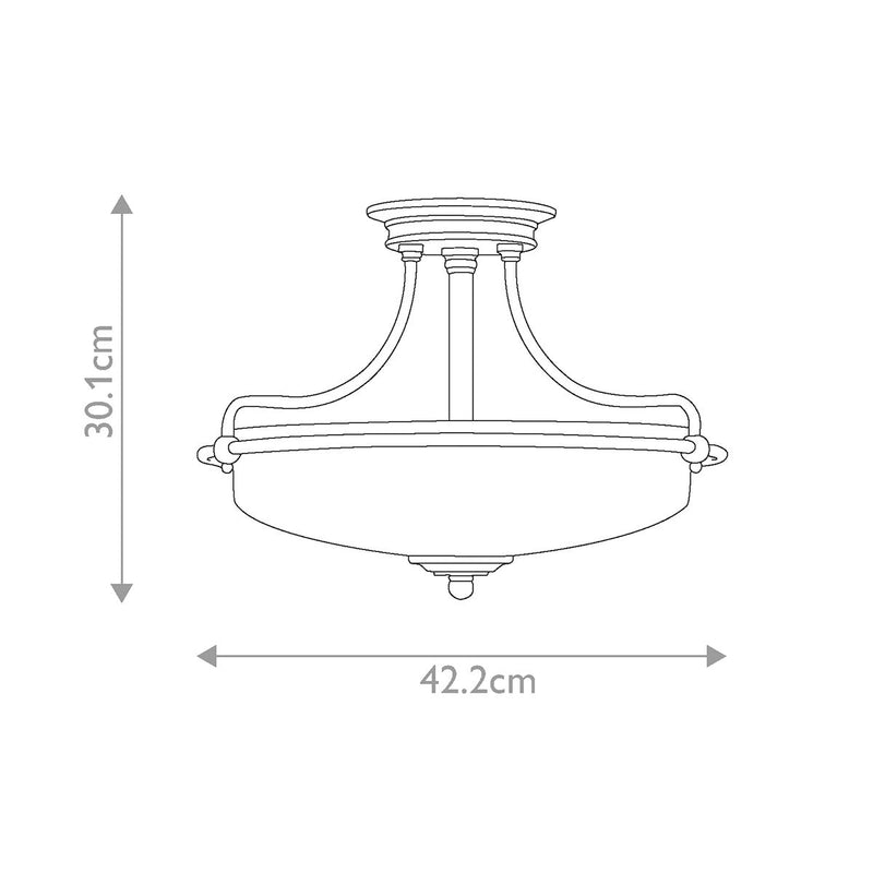 Griffin 3 Light Semi-Flush Light - Antique Nickel
