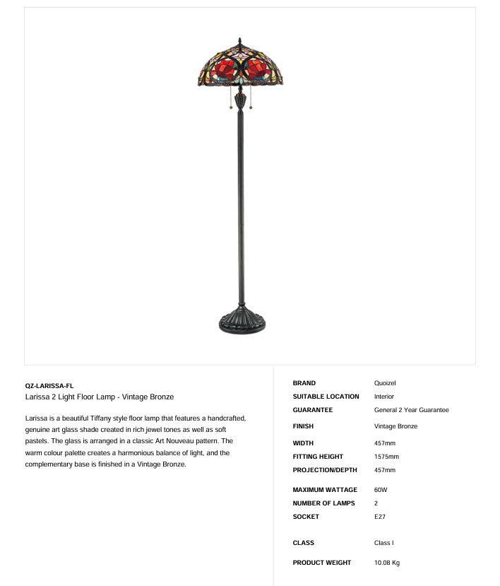Larissa 2 Light Floor Lamp (Tiffany - Style)