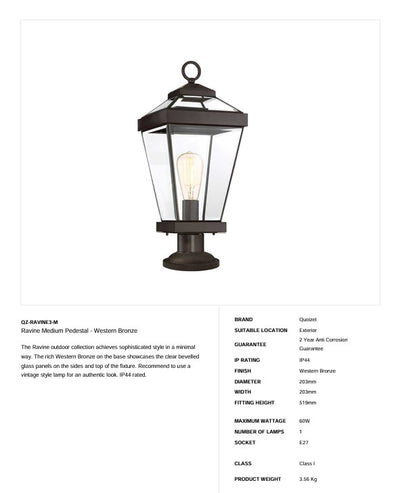 Ravine Mittlerer Sockel (M) - Westernbronze