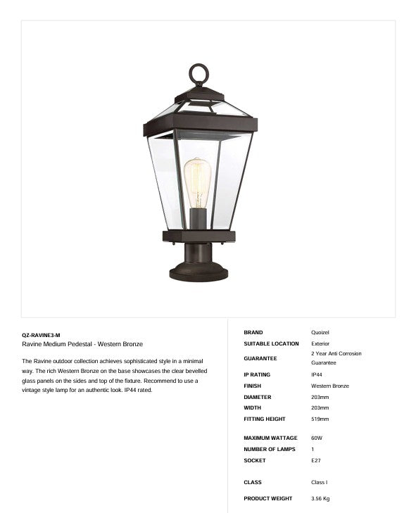 Ravine Mittlerer Sockel (M) - Westernbronze